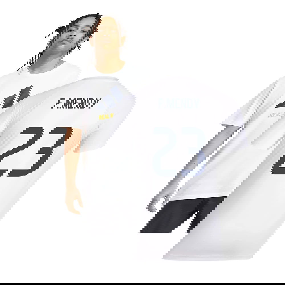 2025-2026 Real Madrid Seasonal Graphic Tee (White) (F.Mendy 23)