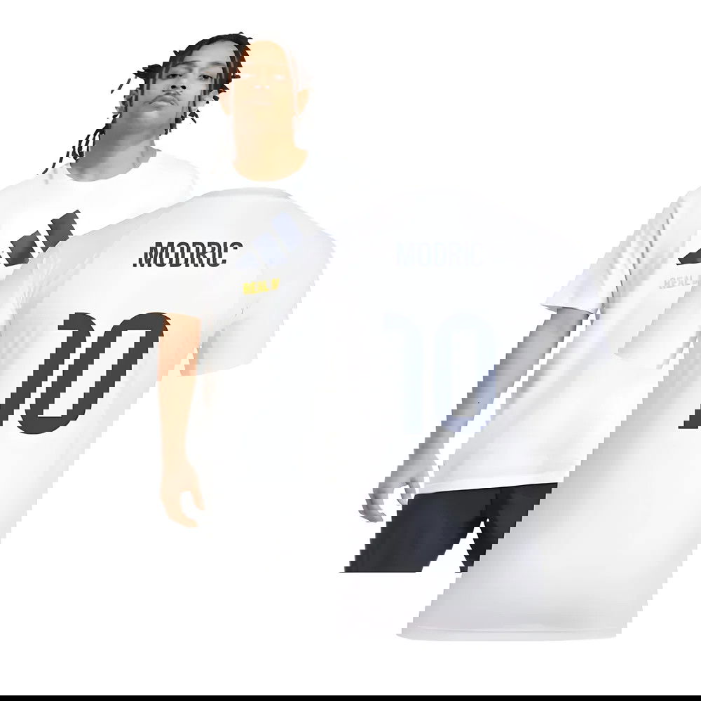 2025-2026 Real Madrid Seasonal Graphic Tee (White) (Modric 10)