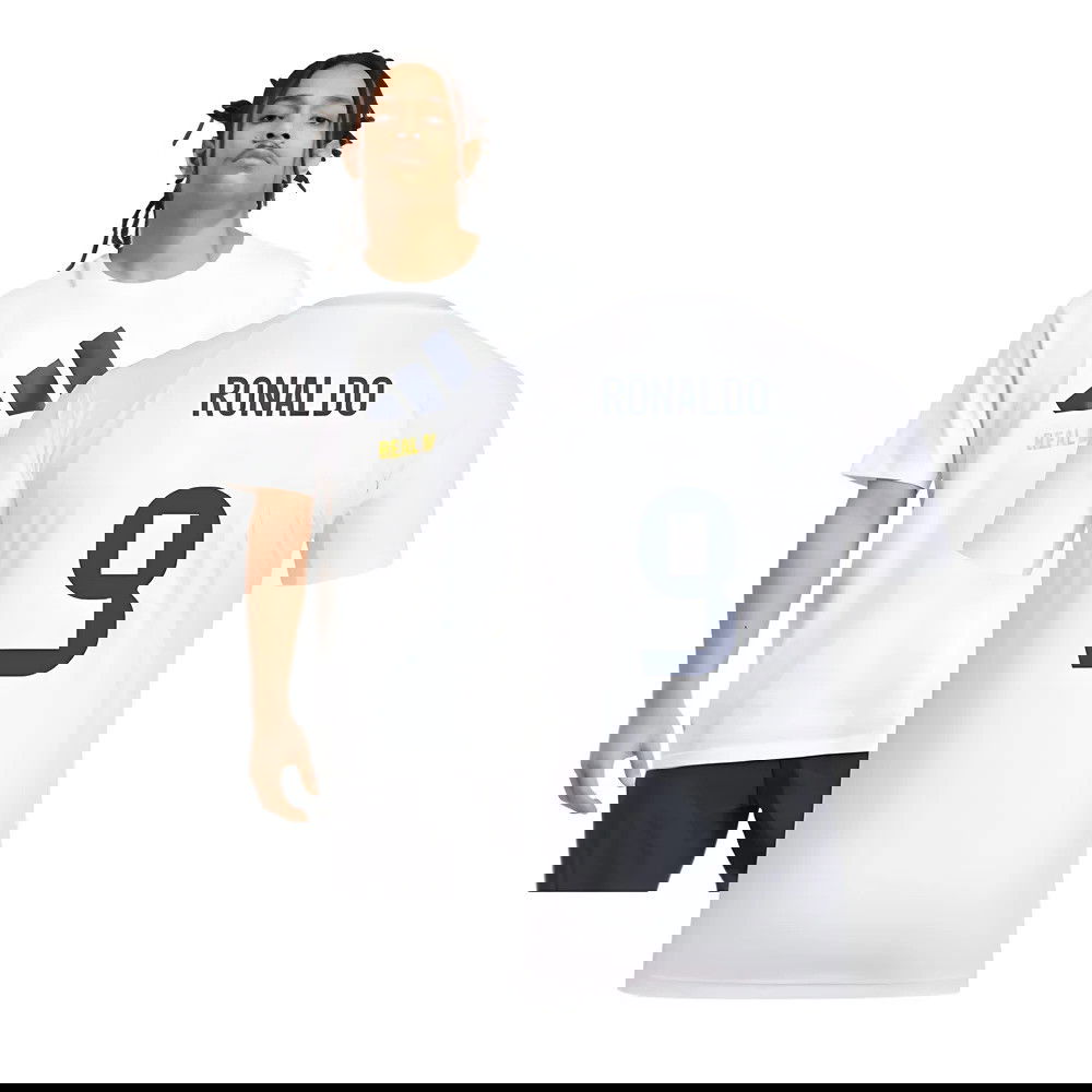 2025-2026 Real Madrid Seasonal Graphic Tee (White) (Ronaldo 9)