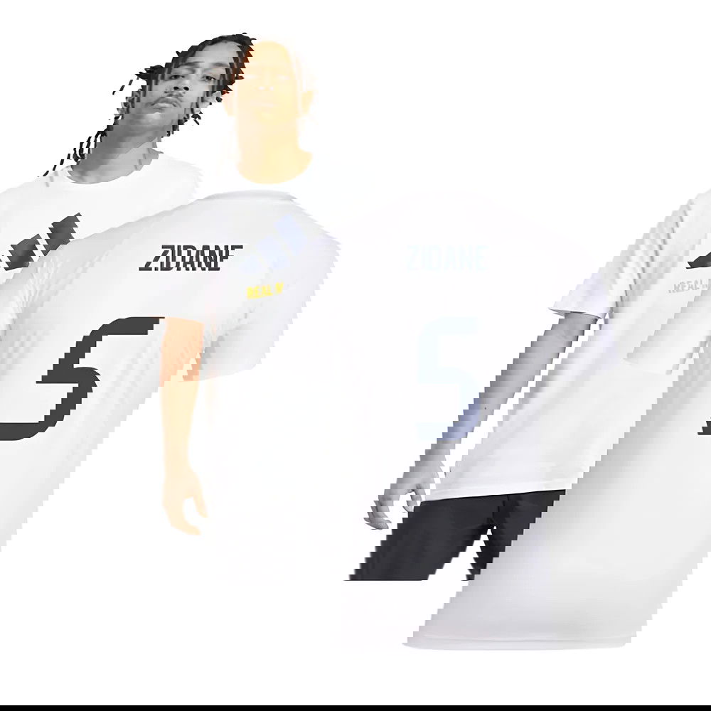 2025-2026 Real Madrid Seasonal Graphic Tee (White) (Zidane 5)