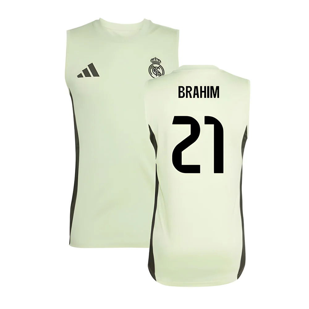 2025-2026 Real Madrid Sleeveless Training Jersey (Almost Lime) (Brahim 21)