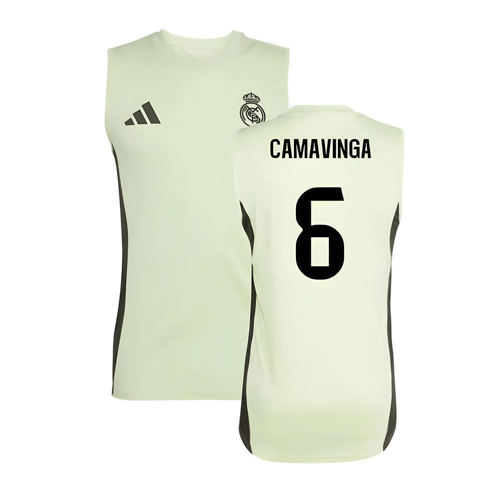2025-2026 Real Madrid Sleeveless Training Jersey (Almost Lime) (Camavinga 6)
