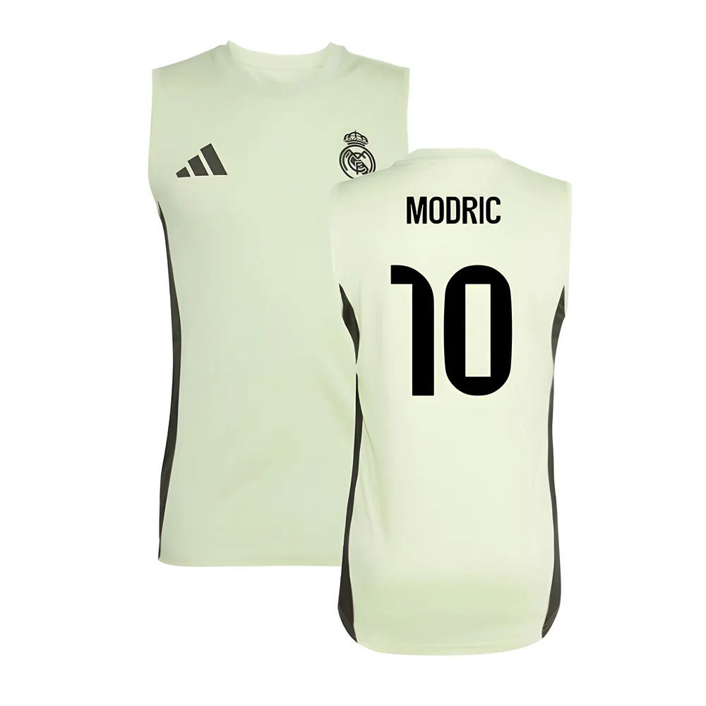 2025-2026 Real Madrid Sleeveless Training Jersey (Almost Lime) (Modric 10)