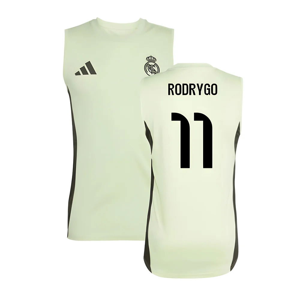 2025-2026 Real Madrid Sleeveless Training Jersey (Almost Lime) (Rodrygo 11)