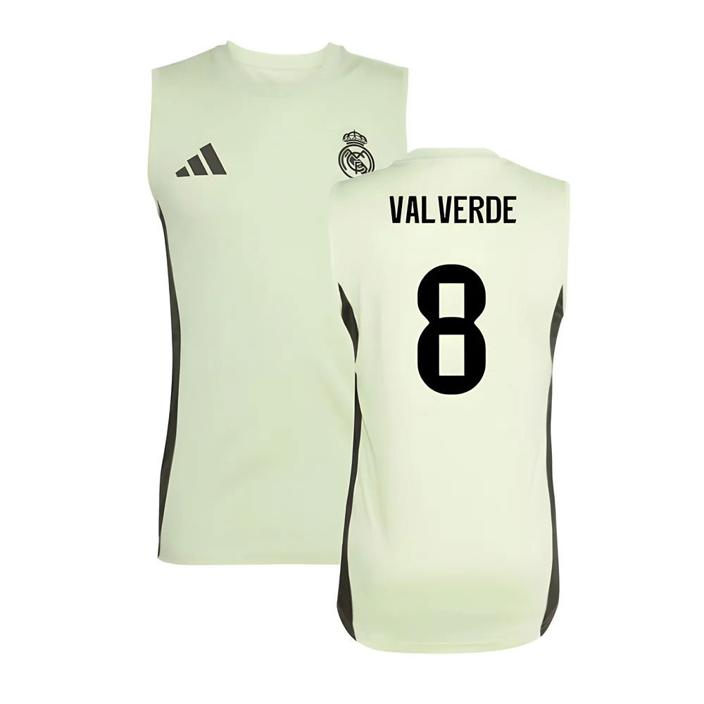2025-2026 Real Madrid Sleeveless Training Jersey (Almost Lime) (Valverde 8)