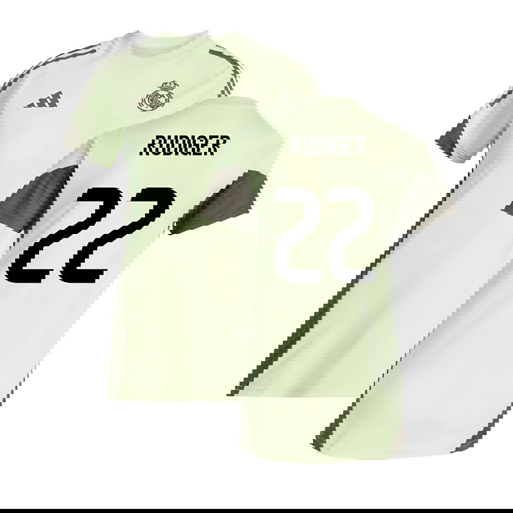 2025-2026 Real Madrid Training Jersey (Almost Lime) - Womens (Rudiger 22)