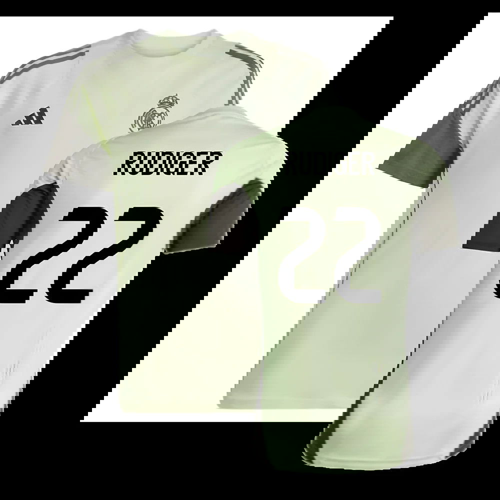 2025-2026 Real Madrid Training Tee (Almost Lime) - Kids (Rudiger 22)