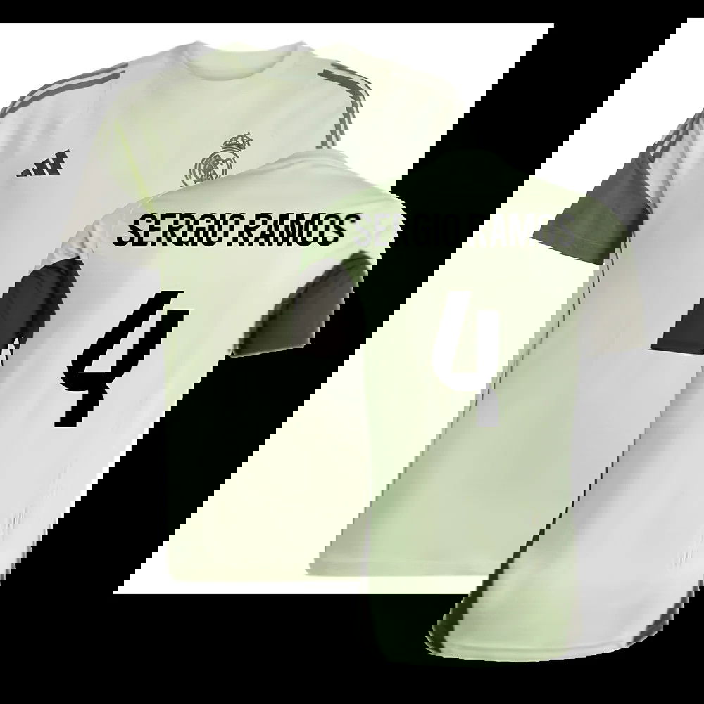 2025-2026 Real Madrid Training Tee (Almost Lime) - Kids (Sergio Ramos 4)