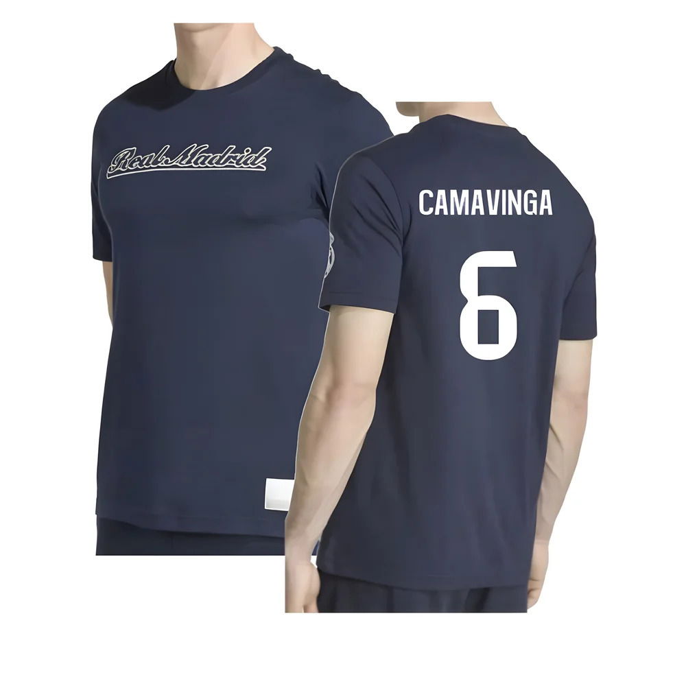 2025-2026 Real Madrid US Tee (Navy) (Camavinga 6)