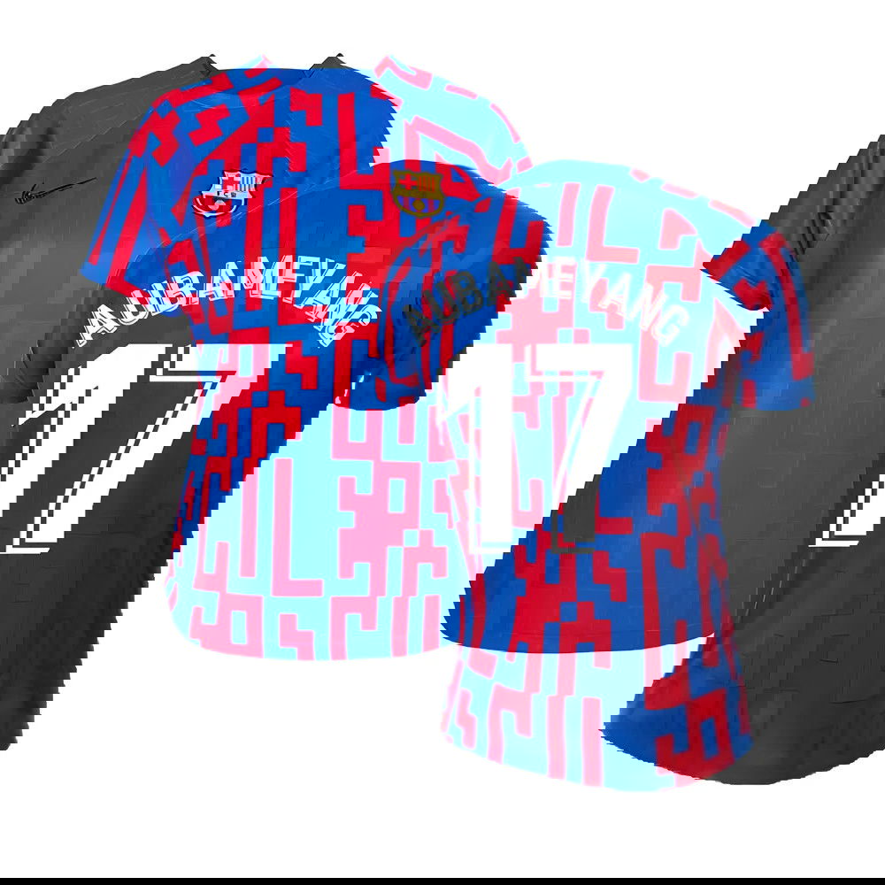 2022-2023 Barcelona Pre-Match Training Shirt (Blue) - Ladies (AUBAMEYANG 17)