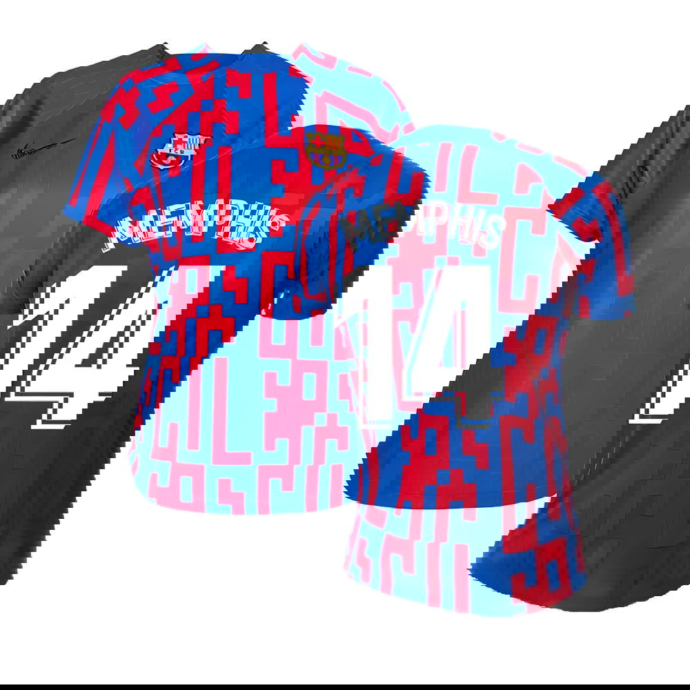 2022-2023 Barcelona Pre-Match Training Shirt (Blue) - Ladies (MEMPHIS 14)