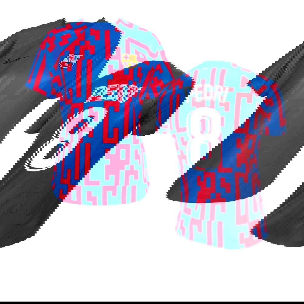 2022-2023 Barcelona Pre-Match Training Shirt (Blue) - Ladies (PEDRI 8)