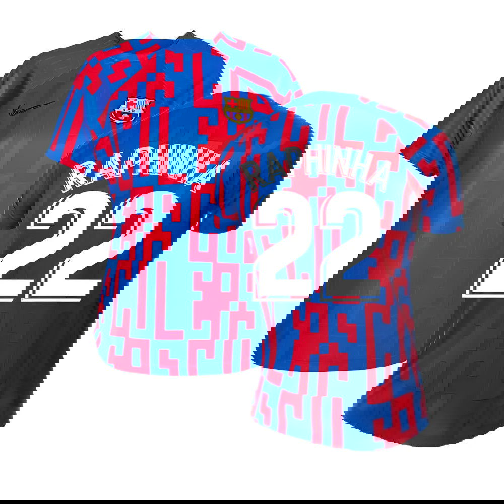 2022-2023 Barcelona Pre-Match Training Shirt (Blue) - Ladies (RAPHINHA 22)