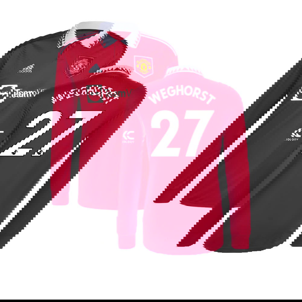 2022-2023 Man Utd Long Sleeve Home Shirt (Weghorst 27)
