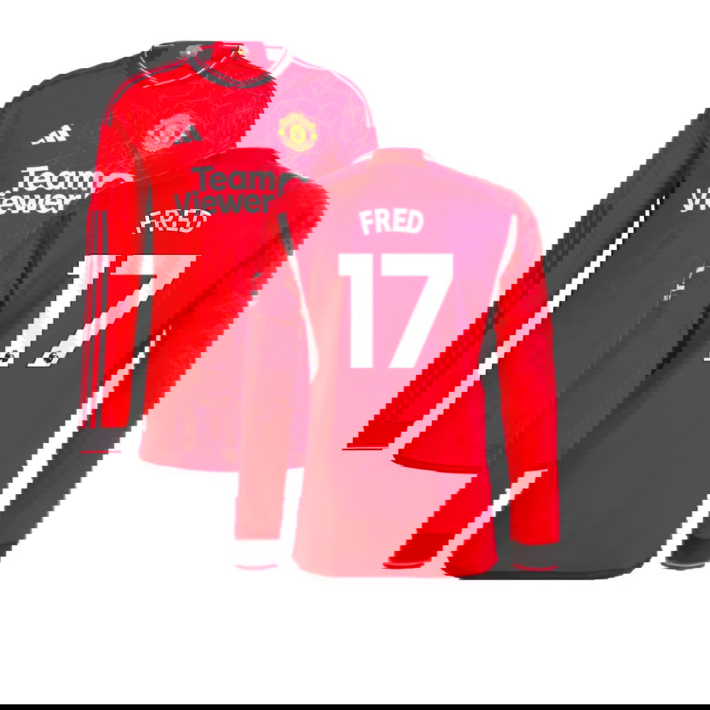 2023-2024 Man Utd Long Sleeve Home Shirt (Fred 17)