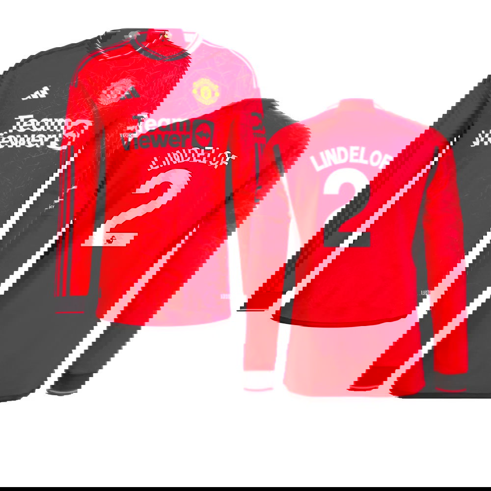 2023-2024 Man Utd Long Sleeve Home Shirt (Lindelof 2)