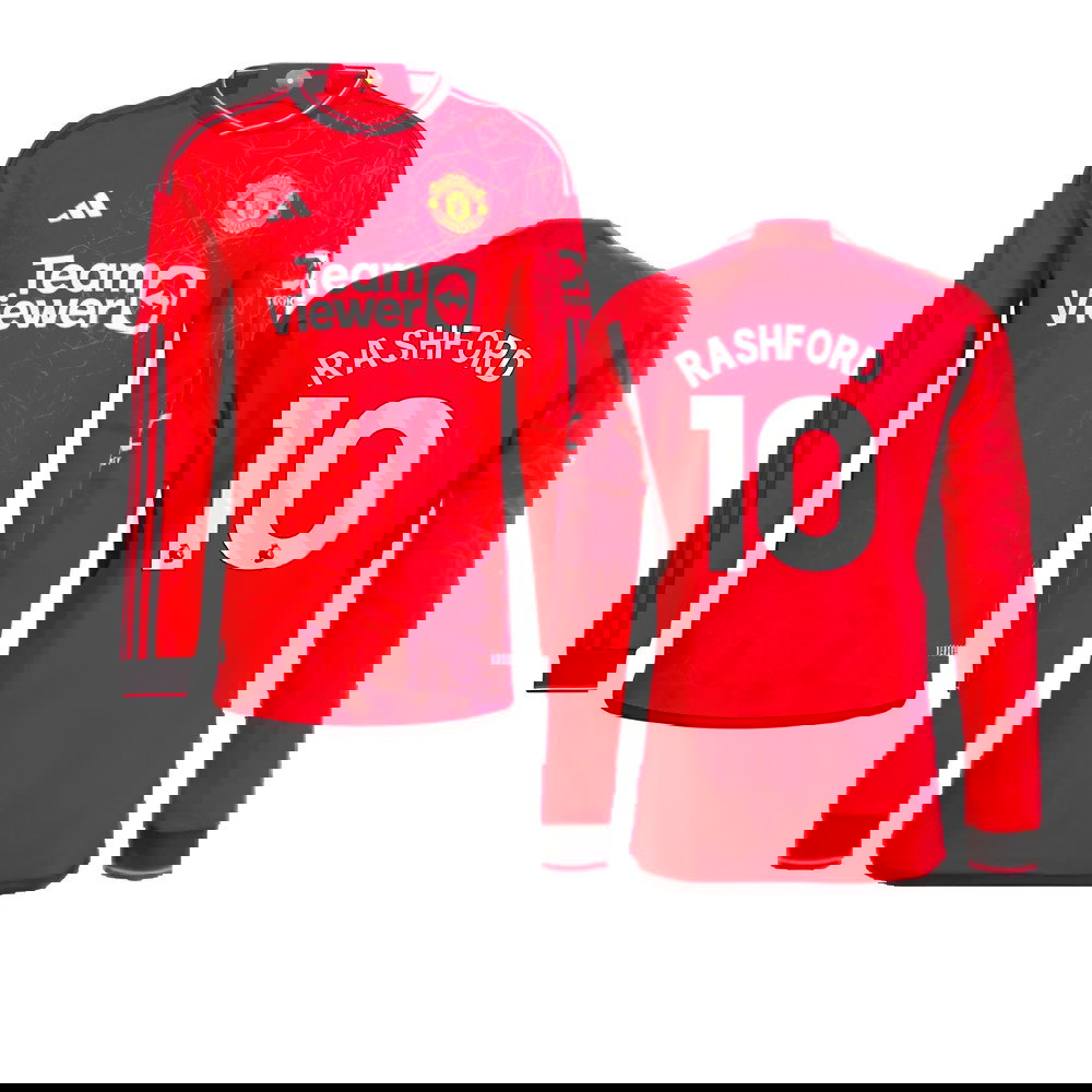 2023-2024 Man Utd Long Sleeve Home Shirt (Rashford 10)