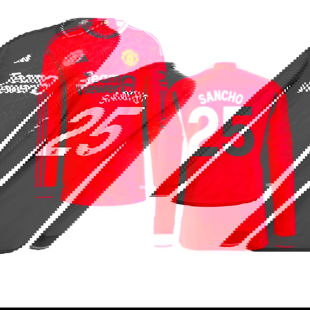 2023-2024 Man Utd Long Sleeve Home Shirt (Sancho 25)