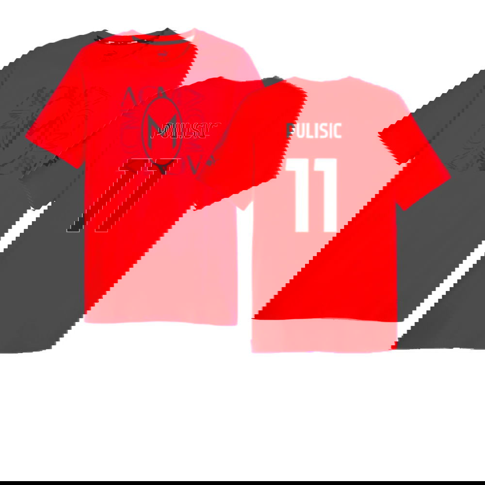 2023-2024 AC Milan FtblCore Graphic Tee (Red) (Pulisic 11)