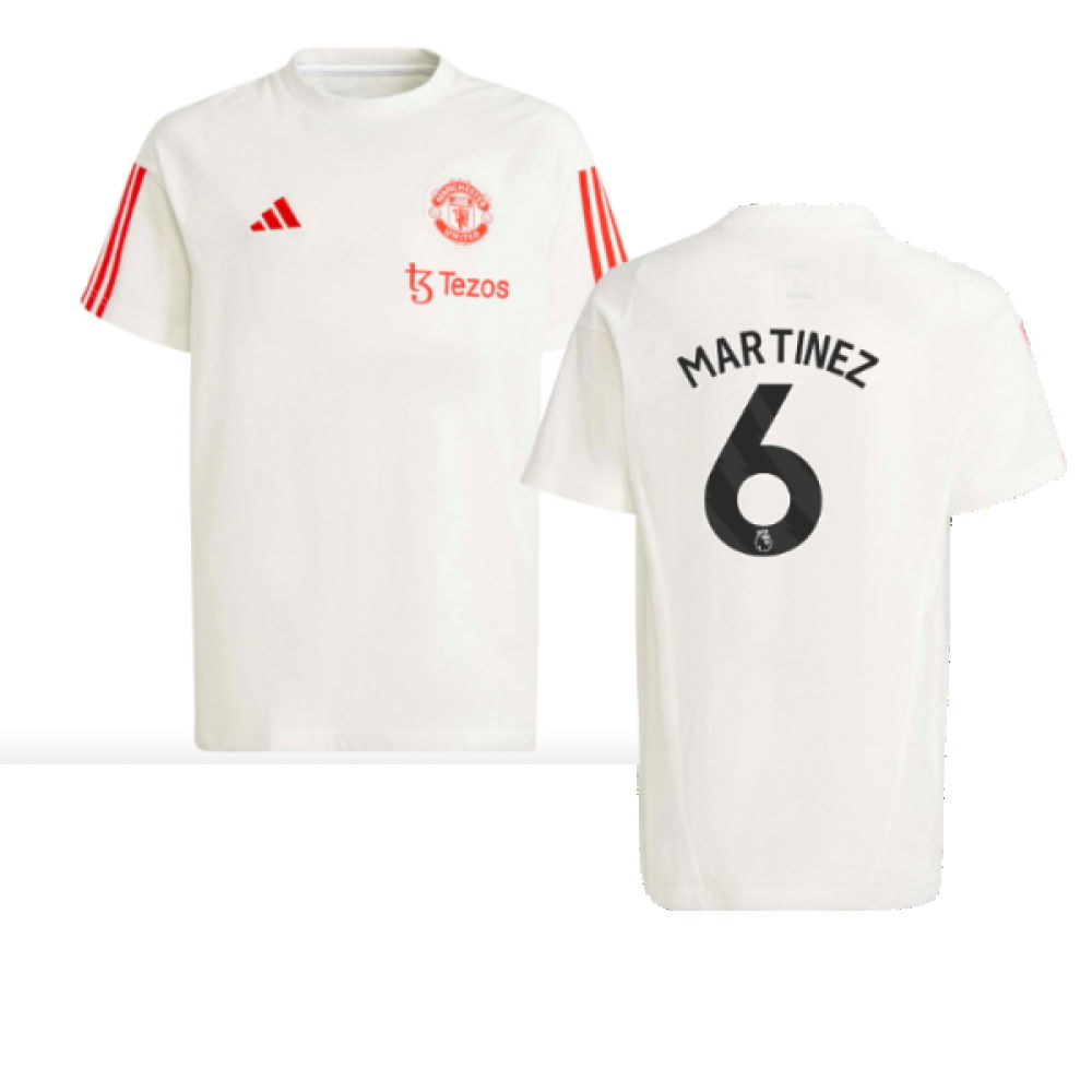 2023-2024 Man Utd Training Tee (White) - Kids (Martinez 6)