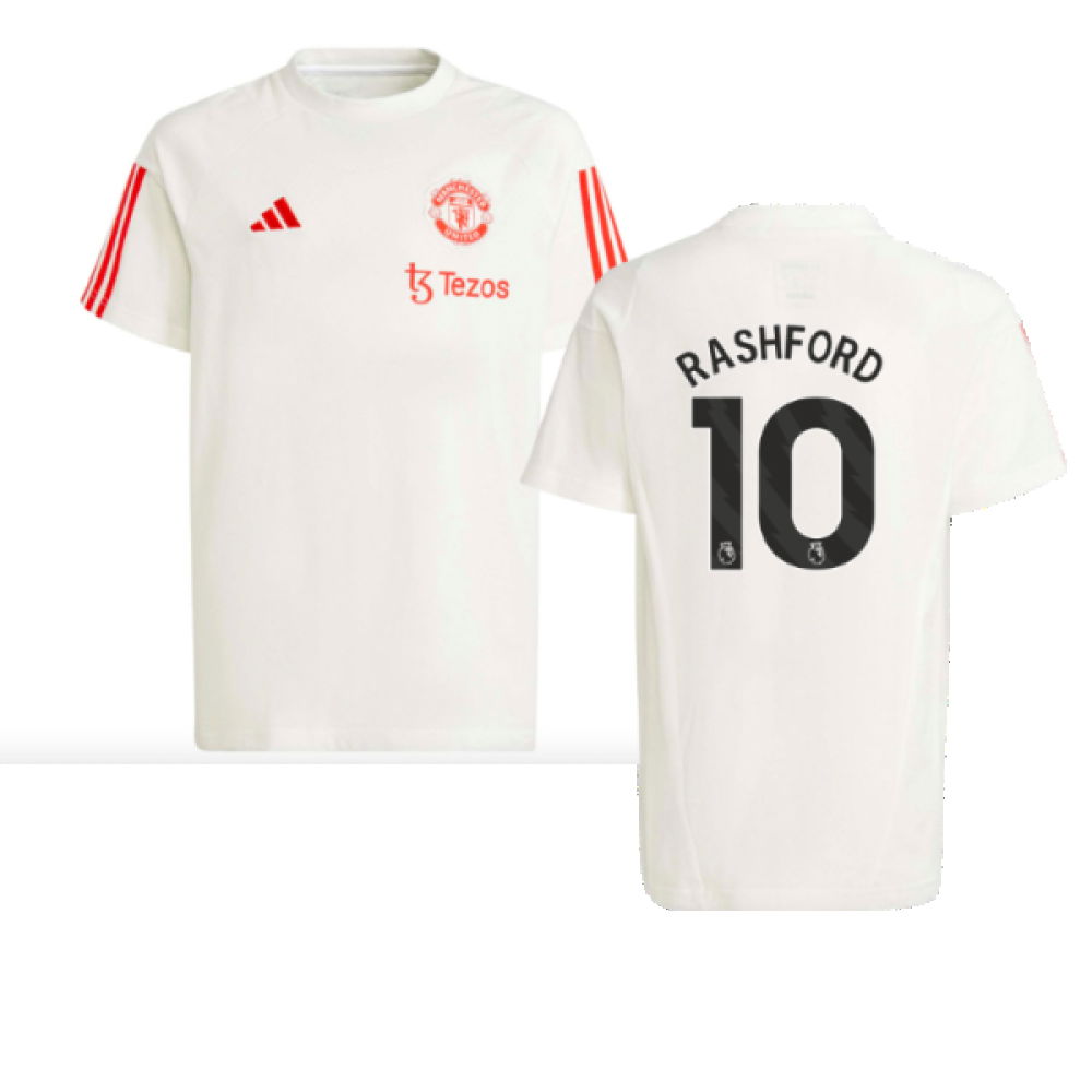 2023-2024 Man Utd Training Tee (White) - Kids (Rashford 10)