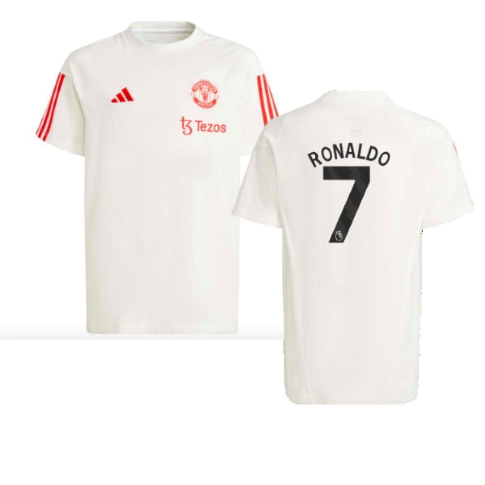 2023-2024 Man Utd Training Tee (White) - Kids (Ronaldo 7)
