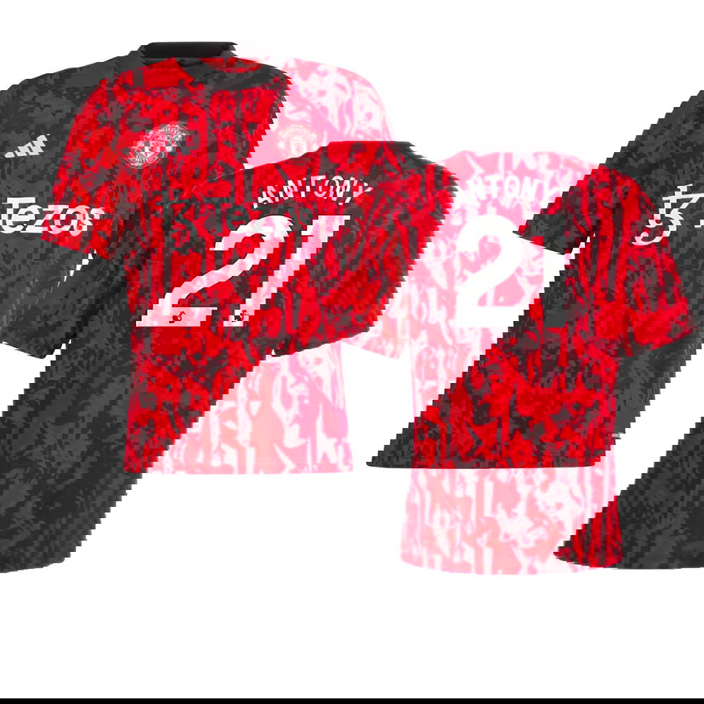 2023-2024 Man Utd Pre-Match Shirt (Red) - Kids (Antony 21)