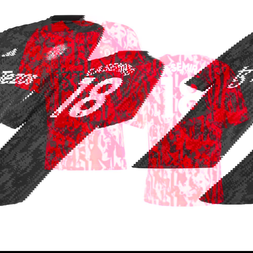 2023-2024 Man Utd Pre-Match Shirt (Red) - Kids (Casemiro 18)