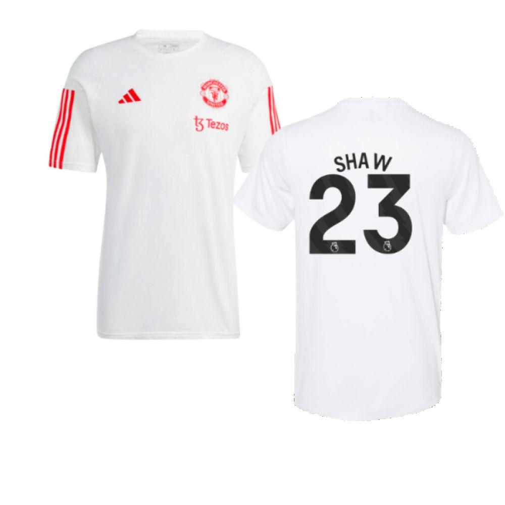 2023-2024 Man Utd Training Tee (White) (Shaw 23)