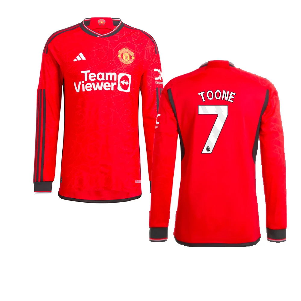 2023-2024 Man Utd Long Sleeve Home Shirt (Toone 7)