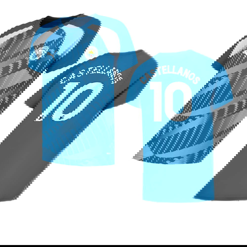 2023-2024 Man City Pre-Match Jersey (Lake Blue) (Castellanos 10)