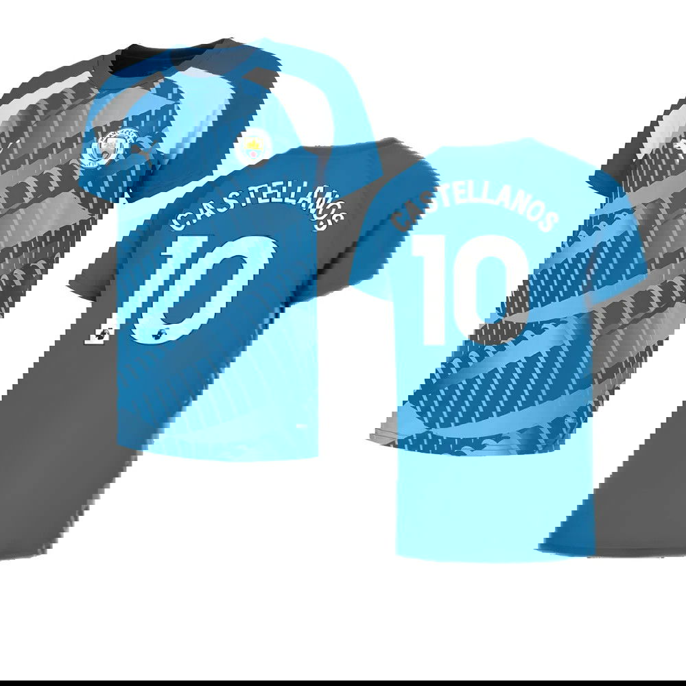 2023-2024 Man City Pre-Match Jersey (Lake Blue) - Kids (Castellanos 10)
