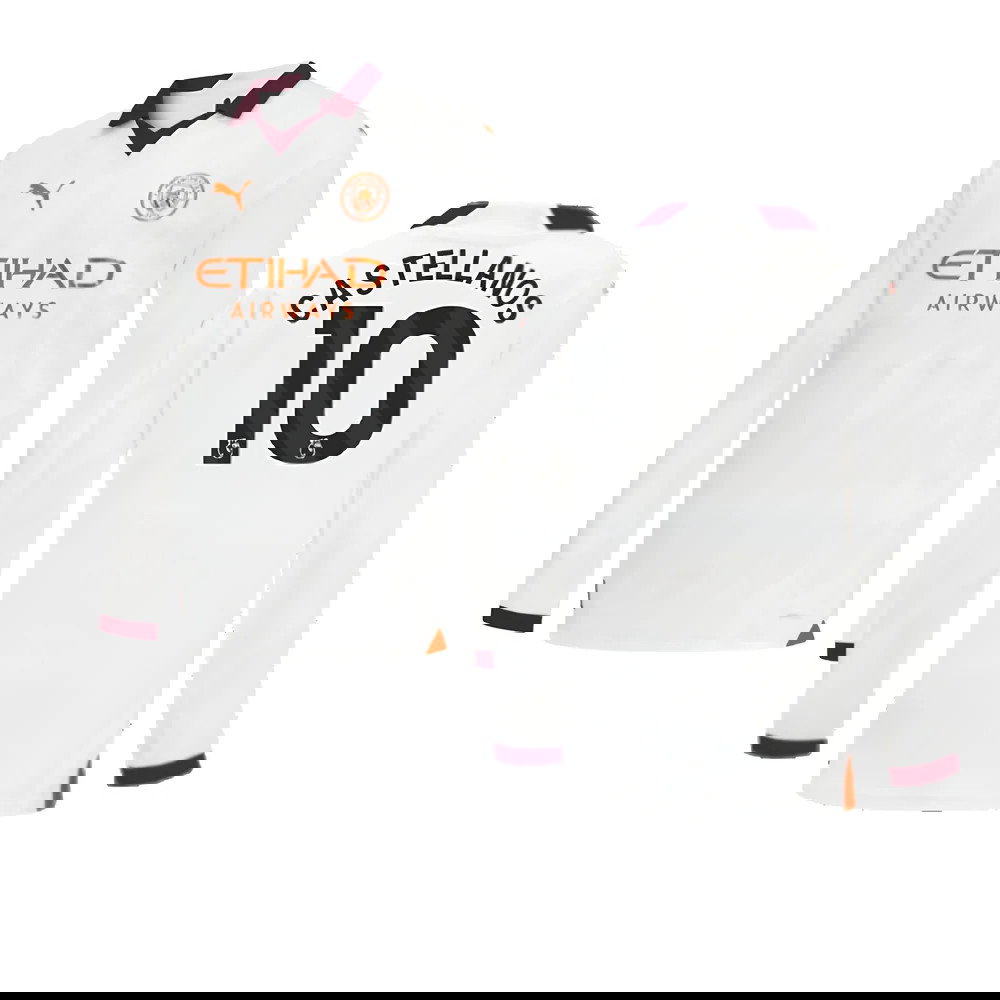 2023-2024 Man City Long Sleeve Away Shirt (Kids) (Castellanos 10)