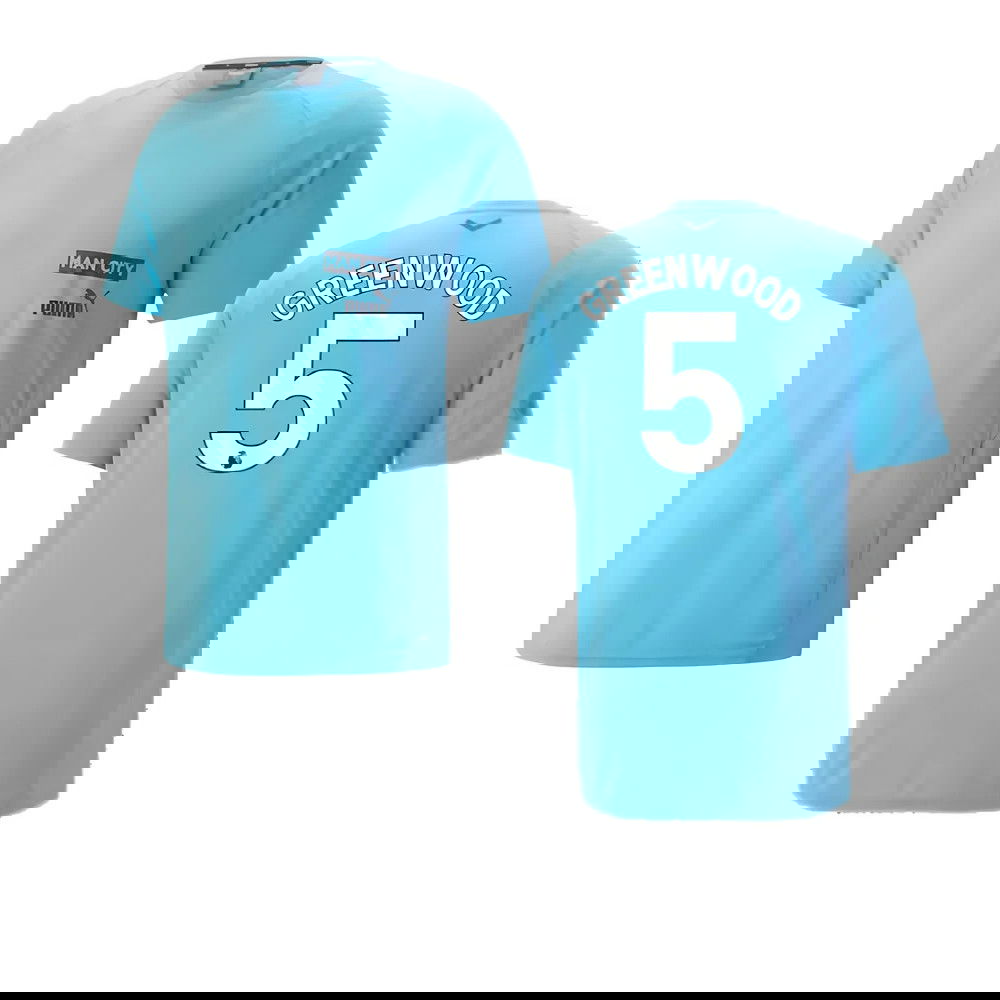 2023-2024 Man City Casuals Tee (Blue Wash) - Kids (Greenwood 5)