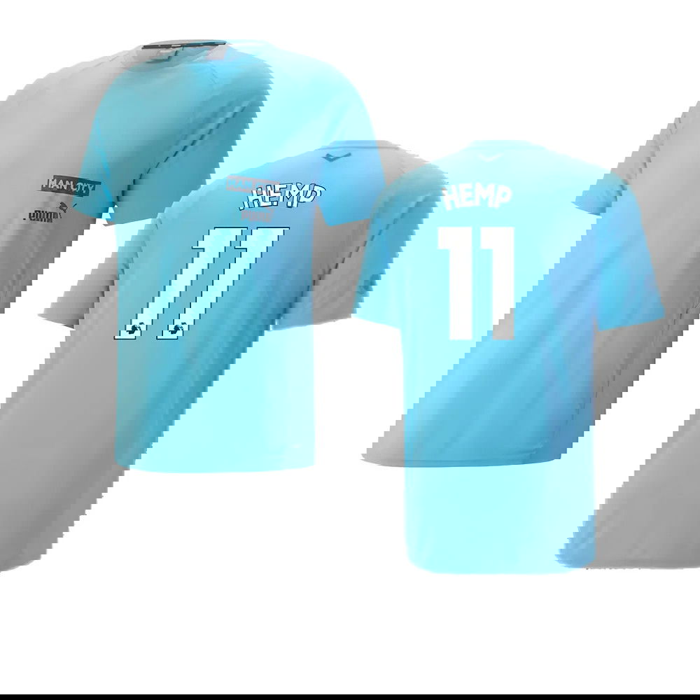 2023-2024 Man City Casuals Tee (Blue Wash) - Kids (Hemp 11)