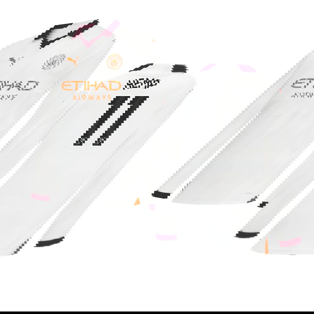 2023-2024 Man City Long Sleeve Away Shirt (Kids) (Hemp 11)