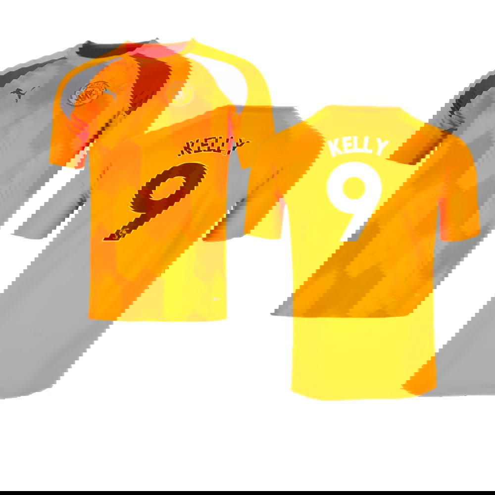2023-2024 Man City Pre-Match Jersey (Orange) (Kelly 9)