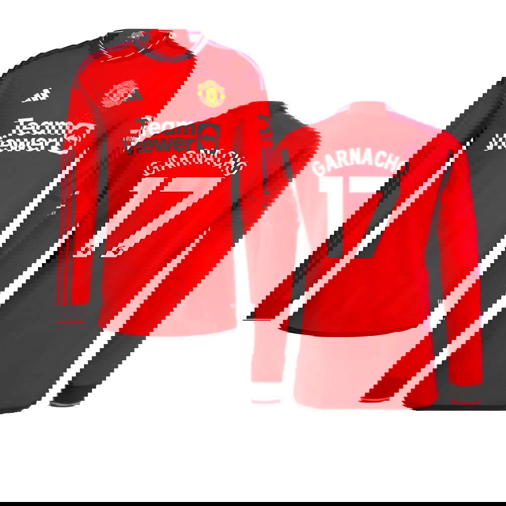 2023-2024 Man Utd Authentic Long Sleeve Home Shirt (Garnacho 17)