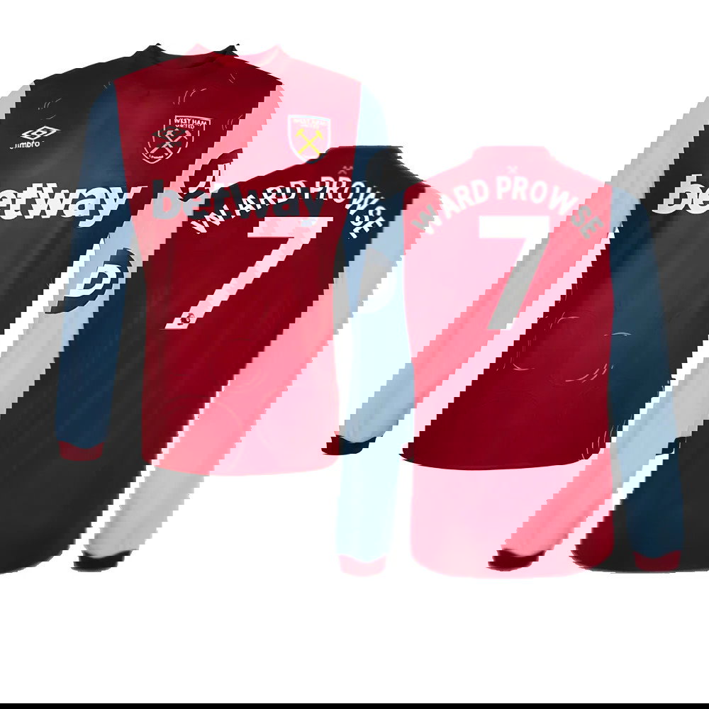 2023-2024 West Ham Long Sleeve Home Shirt (Ward Prowse 7)