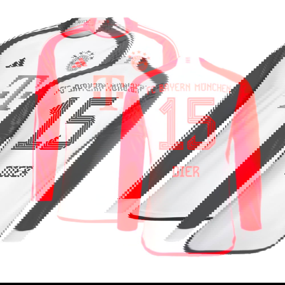 2023-2024 Bayern Munich Long Sleeve Home Shirt (Kids) (Dier 15)