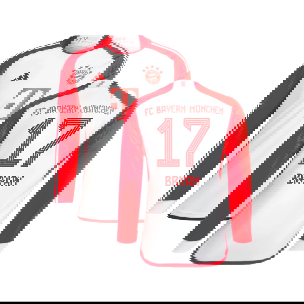 2023-2024 Bayern Munich Long Sleeve Home Shirt (Kids) (Bryan 17)