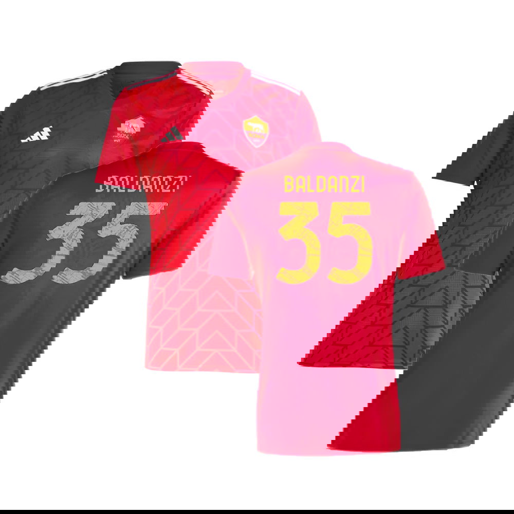2023-2024 Roma Icon Pre-Match Shirt (Red) (Baldanzi 35)