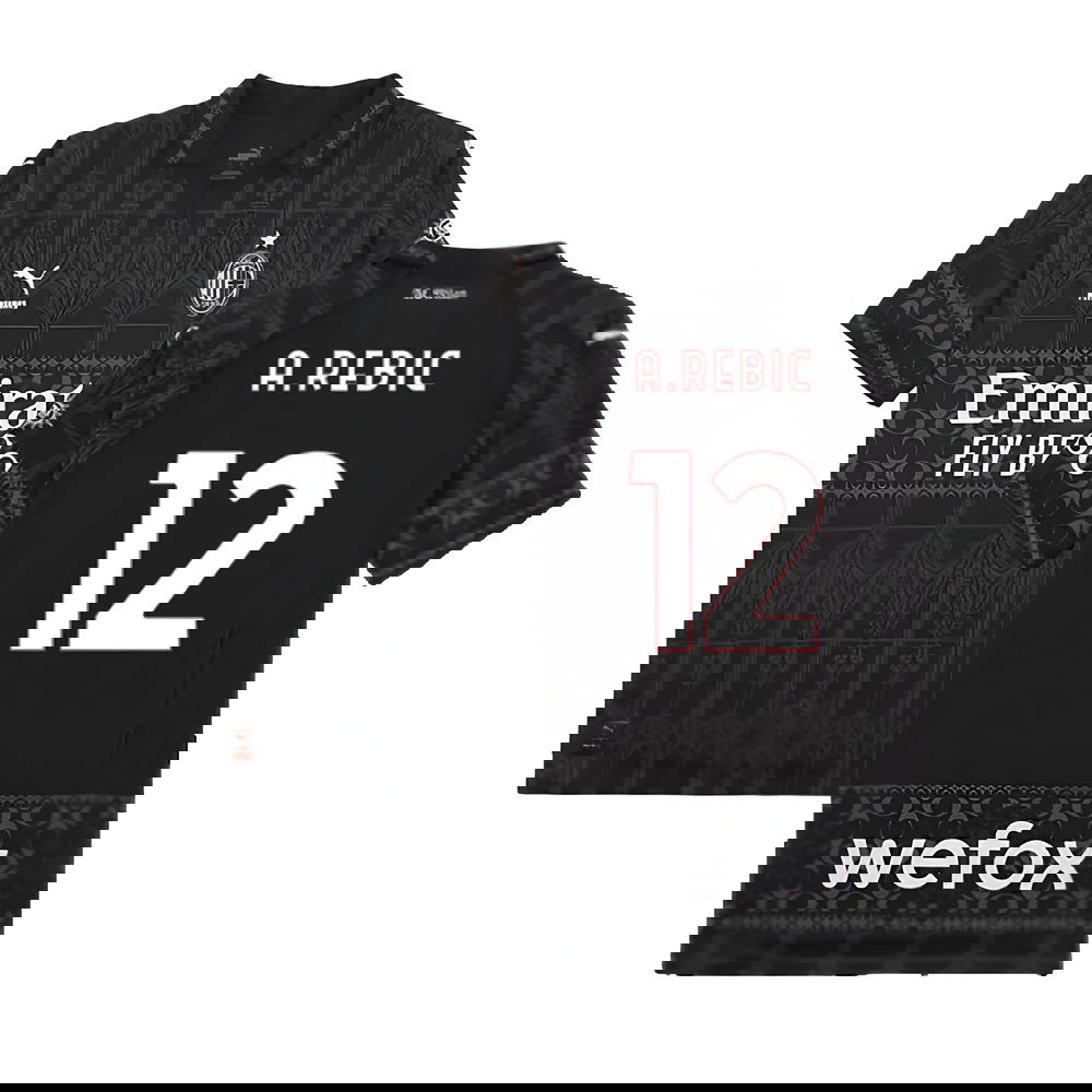 2023-2024 AC Milan Casuals Tee (Light Grey) (A.Rebic 12)