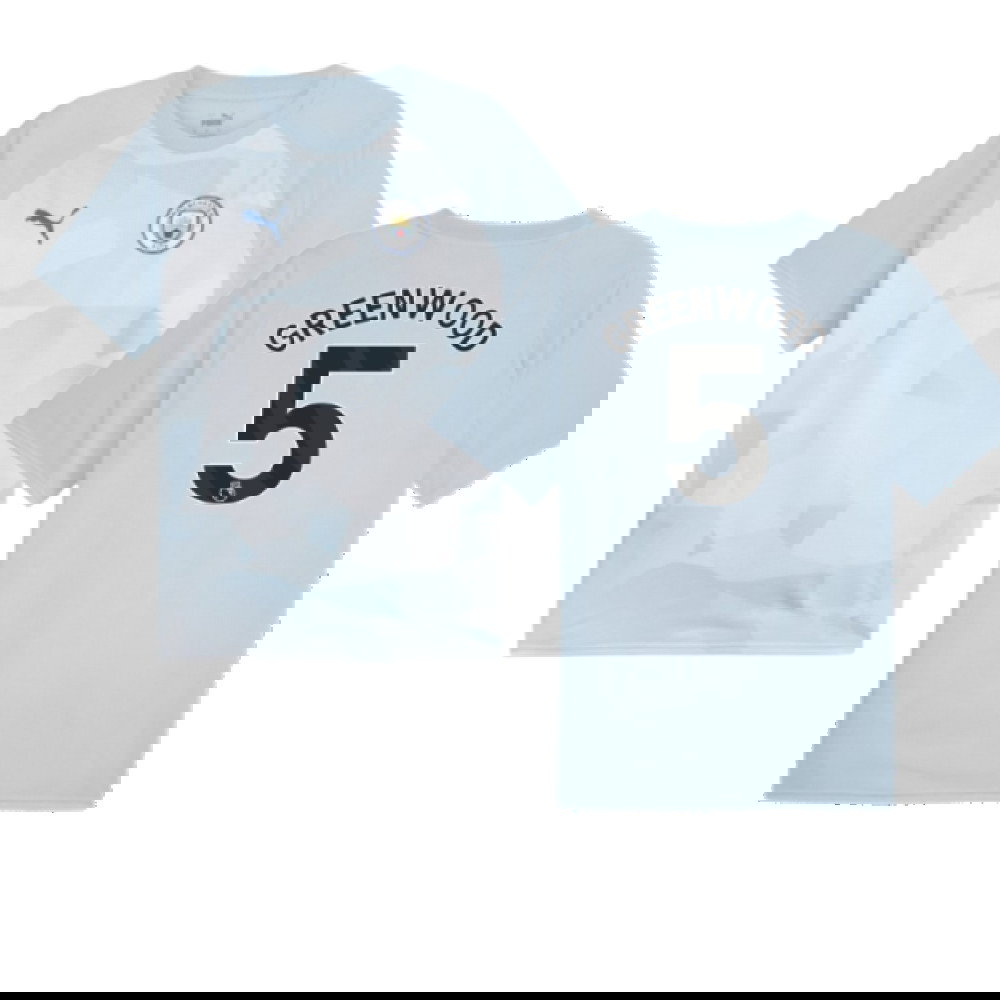 2023-2024 Man City Prematch SS Jersey (Silver Sky) (Greenwood 5)