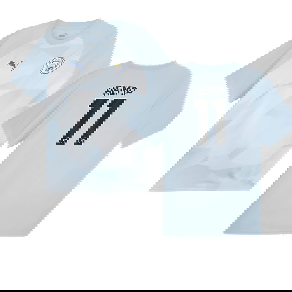 2023-2024 Man City Prematch SS Jersey (Silver Sky) (Hemp 11)