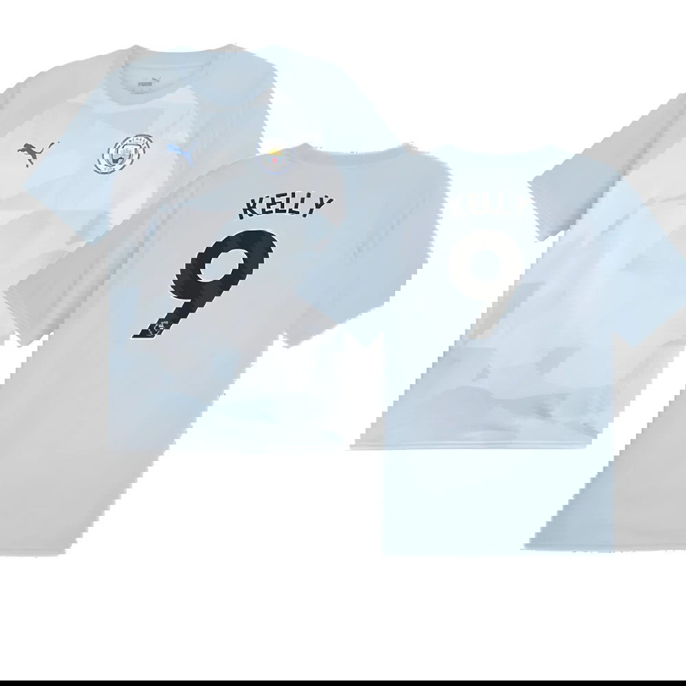 2023-2024 Man City Prematch SS Jersey (Silver Sky) (Kelly 9)