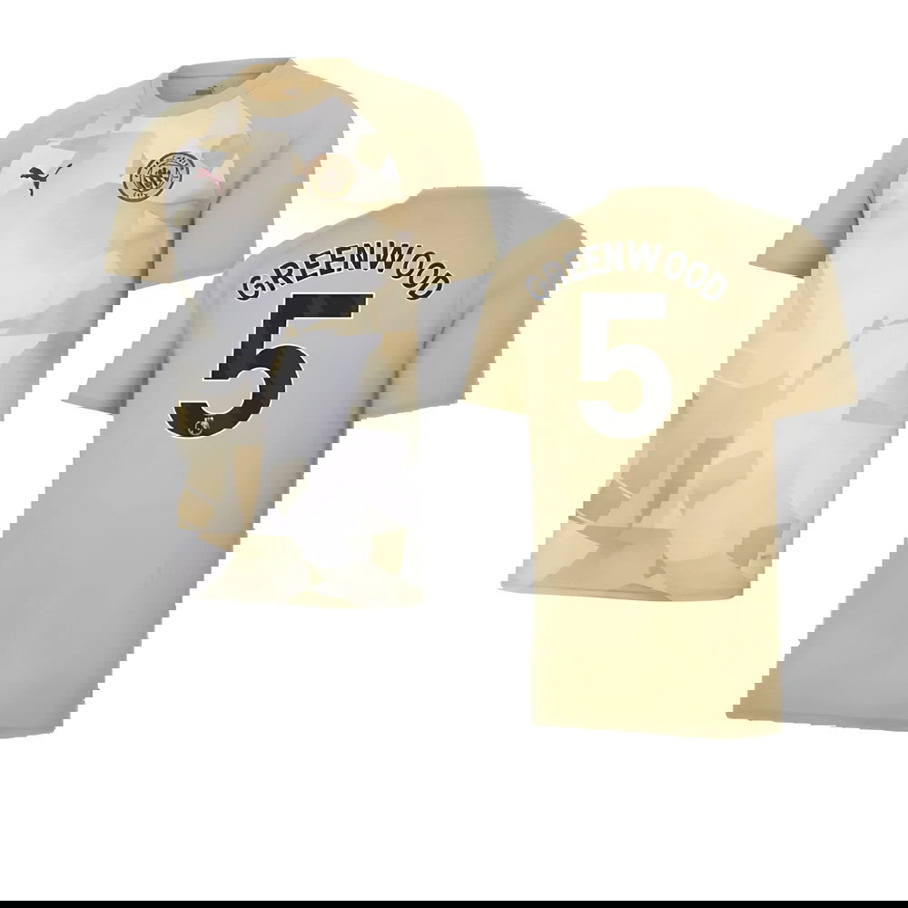 2023-2024 Man City Prematch SS Jersey (Granola) - Kids (Greenwood 5)