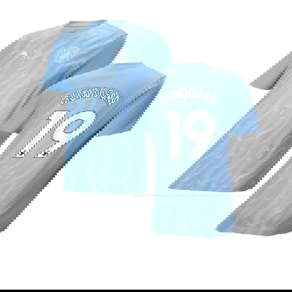 2024-2025 Man City Prematch SS Shirt (Light Blue) (Gundogan 19)