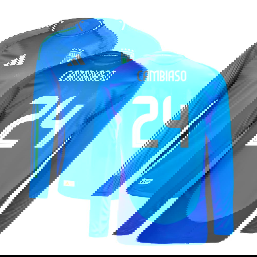 2024-2025 Italy Authentic Long Sleeve Home Shirt (CAMBIASO 24)