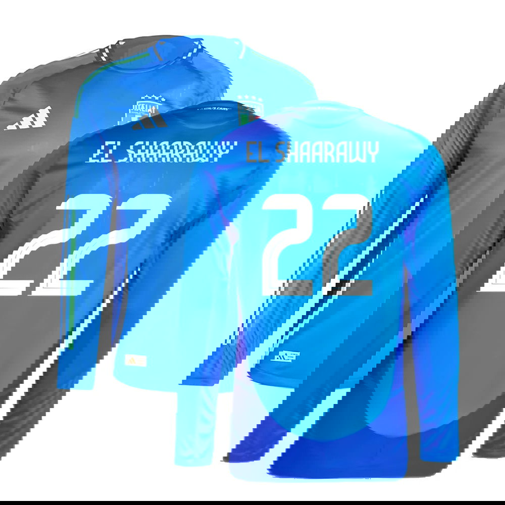 2024-2025 Italy Authentic Long Sleeve Home Shirt (EL SHAARAWY 22)